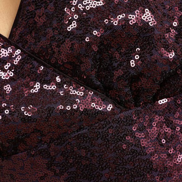 NWT Lulus Sequin of Events Purple Sequin Surplice Long Sleeve Crop Top - Picture 5 of 8